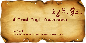 Ürményi Zsuzsanna névjegykártya